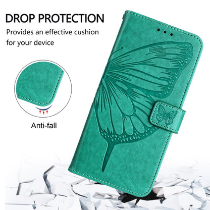 For iPhone 16e Embossed Butterfly Leather Phone Case(Green) by bashfashion