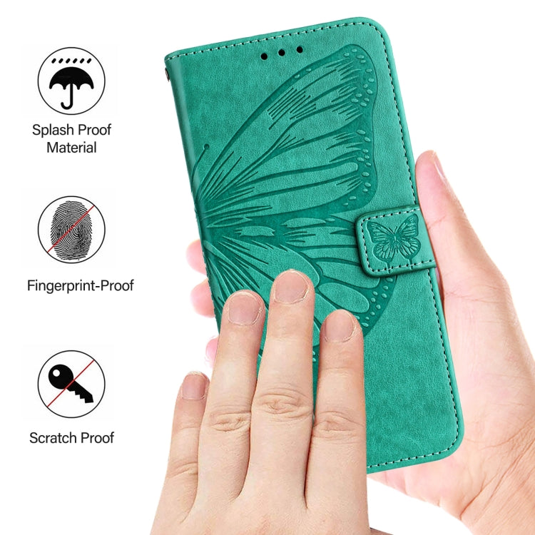 For iPhone 16e Embossed Butterfly Leather Phone Case(Green) by bashfashion