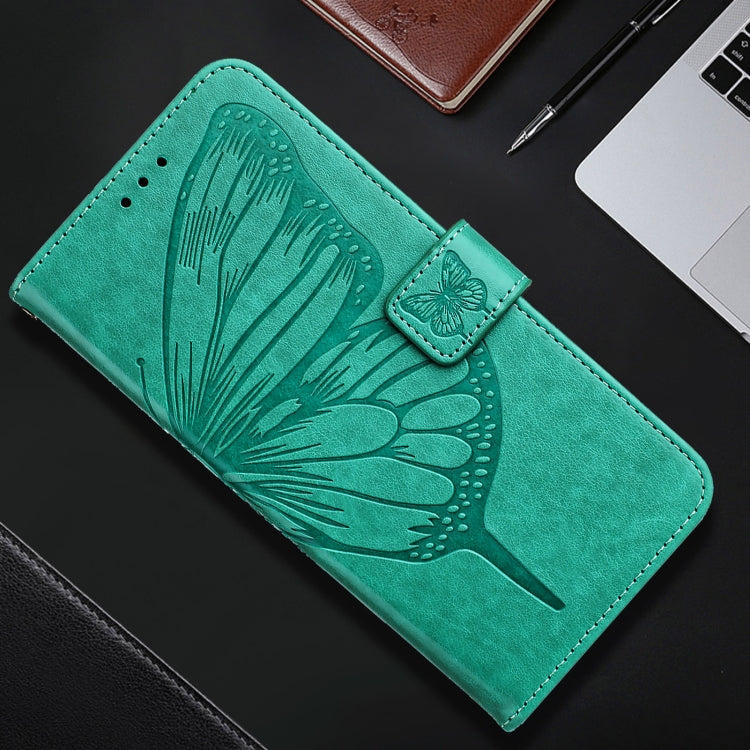 For iPhone 16e Embossed Butterfly Leather Phone Case(Green) by bashfashion