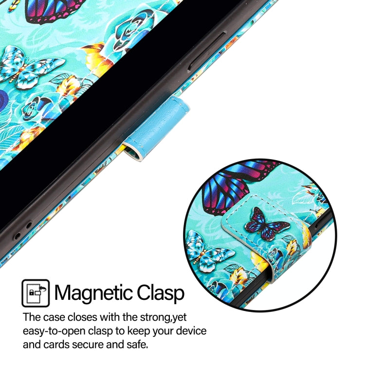 For iPhone 16e Colored Drawing Pattern Plain Weave Leather Phone Case(Caring Butterfly) by bashfashion