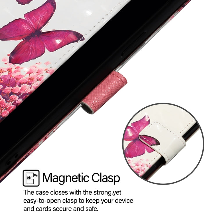 For iPhone 16e 3D Painting Horizontal Flip Leather Phone Case(Rose Butterfly) by bashfashion