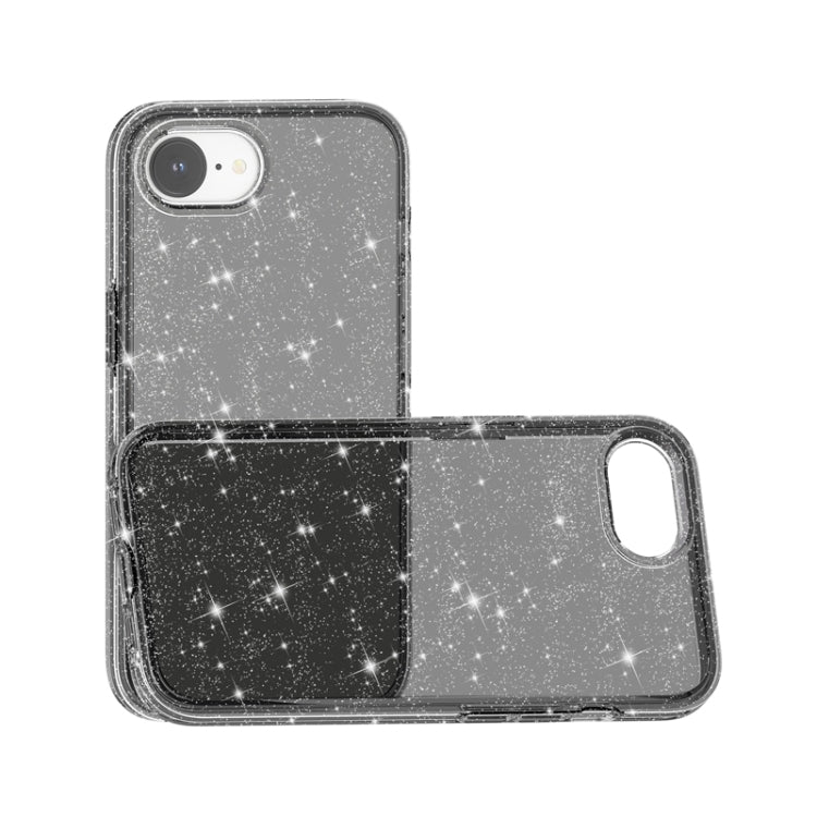 For iPhone 16e Shockproof Terminator Glitter Powder Phone Case(Black) by bashfashion