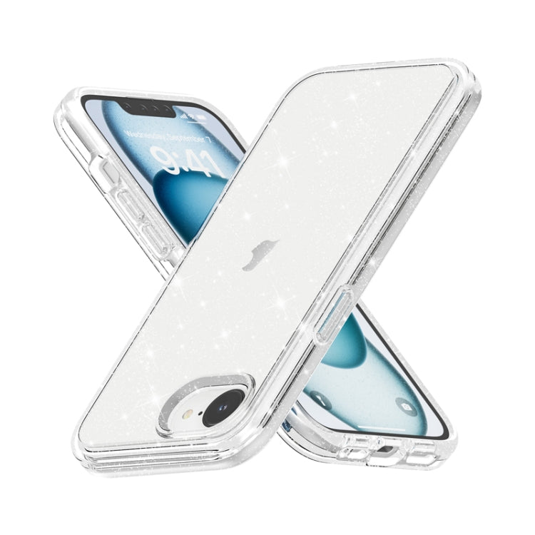 For iPhone 16e Shockproof Terminator Glitter Powder Phone Case(White) by bashfashion