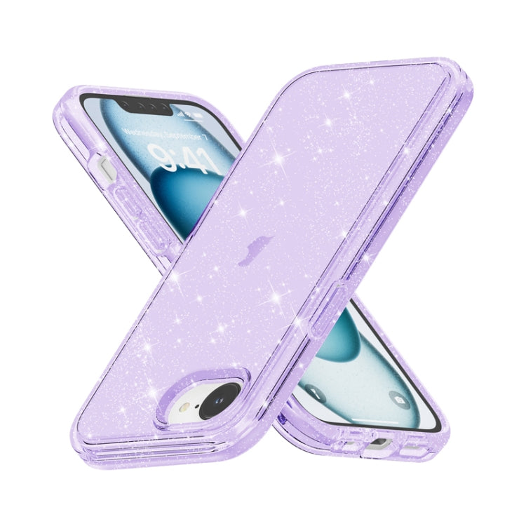For iPhone 16e Shockproof Terminator Glitter Powder Phone Case(Purple) by bashfashion