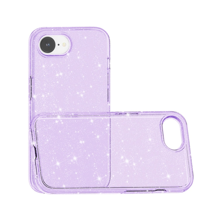 For iPhone 16e Shockproof Terminator Glitter Powder Phone Case(Purple) by bashfashion