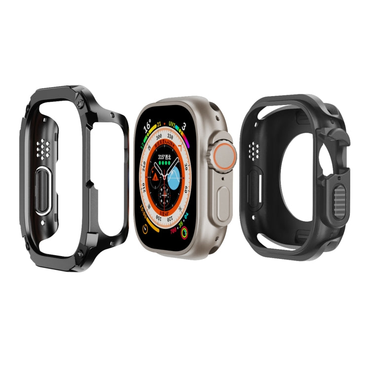 For Apple Watch Ultra 3 / 2 / 1 49mm 2-in-1 PC Hybrid TPU Armor Watch Case(Black) by bashfashion