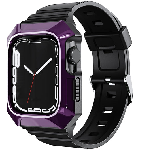 For Apple Watch Ultra 3 / 2 49mm PC Rugged Case Integrated TPU Watch Band(Purple) by bashfashion