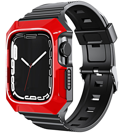 For Apple Watch SE 2025 / 2023 44mm PC Rugged Case Integrated TPU Watch Band(Red) by bashfashion