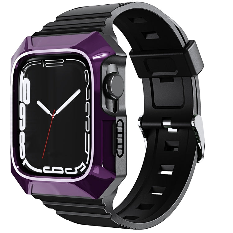 For Apple Watch SE 2025 / 2023 44mm PC Rugged Case Integrated TPU Watch Band(Purple) by bashfashion