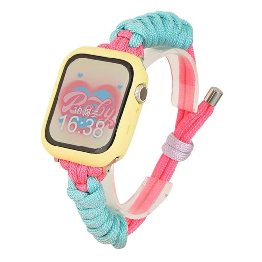 For Apple Watch Ultra 49mm Twist Knotted Nylon Watch Band(Mint Green Rose Red) by bashfashion