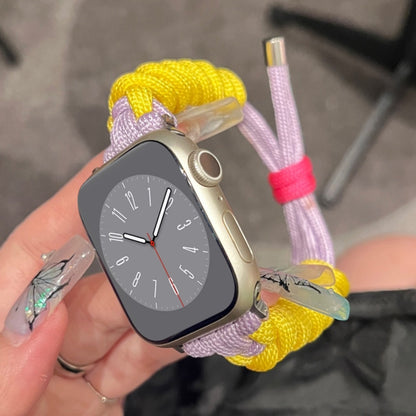 For Apple Watch SE 2022 44mm Twist Knotted Nylon Watch Band(Yellow Purple) by bashfashion