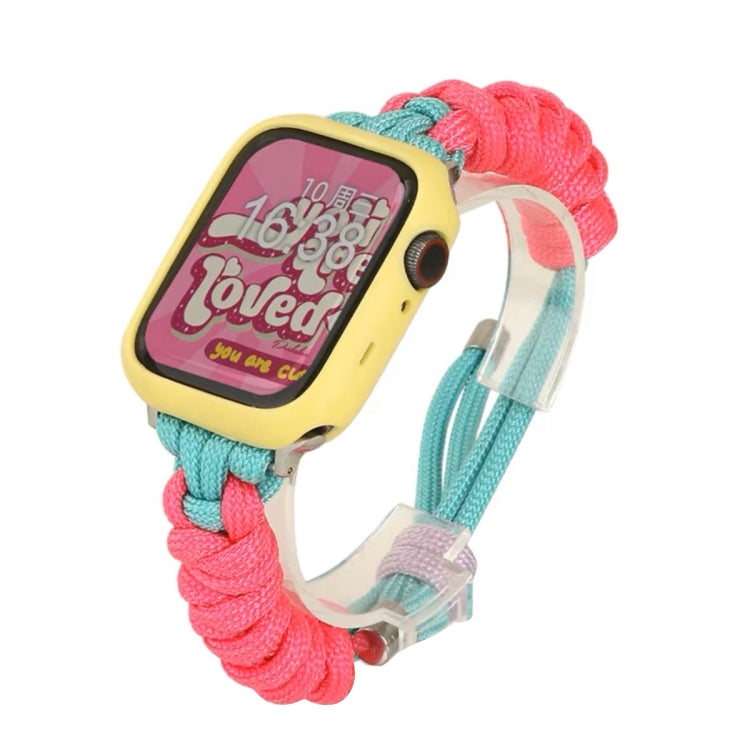 For Apple Watch SE 44mm Twist Knotted Nylon Watch Band(Rose Red Mint Green) by bashfashion