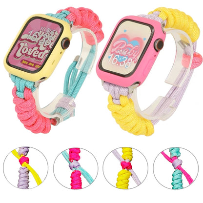 For Apple Watch 2 42mm Twist Knotted Nylon Watch Band(Mint Green Rose Red) by bashfashion