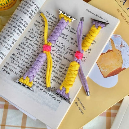 For Apple Watch SE 2023 40mm Twist Knotted Nylon Watch Band(Yellow Purple) by bashfashion