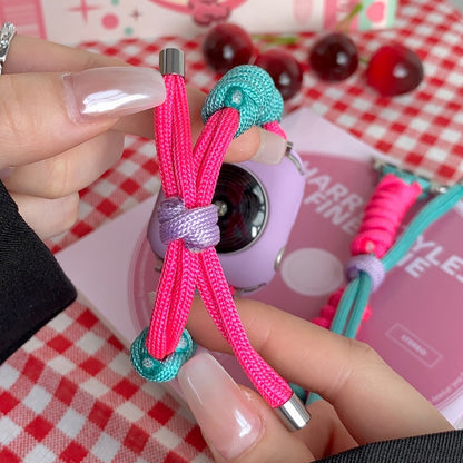 For Apple Watch 4 44mm Twist Knotted Nylon Watch Band(Rose Red Mint Green) by bashfashion