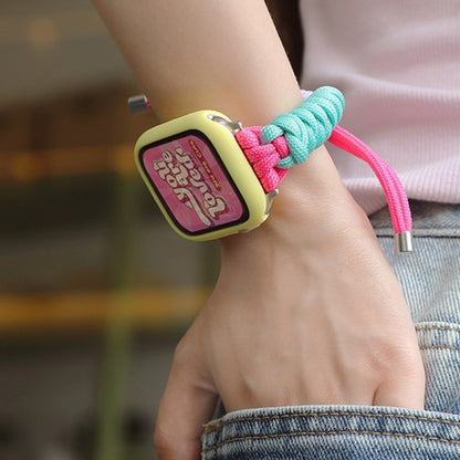 For Apple Watch 9 45mm Twist Knotted Nylon Watch Band(Purple Yellow) by bashfashion