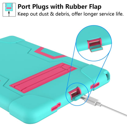 For Samsung Galaxy Tab A8 Contrast Color Robot Silicone Hybrid PC Tablet Case with Holder(Mint Green Rose Red) by bashfashion