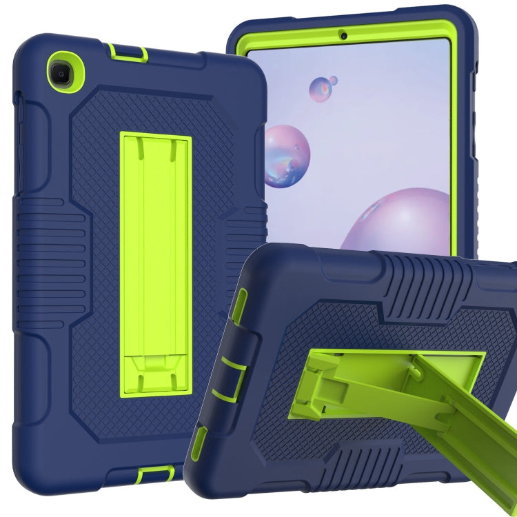 For Samsung Galaxy A 8.4 T307 Contrast Color Robot B2 Silicone Hybrid PC Tablet Case with Holder(Navy Blue Yellow Green) by bashfashion