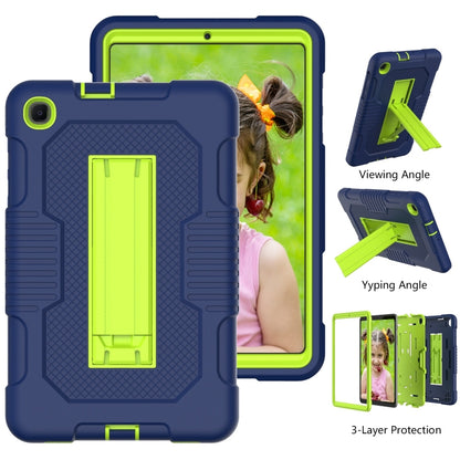 For Samsung Galaxy A 8.4 T307 Contrast Color Robot B2 Silicone Hybrid PC Tablet Case with Holder(Navy Blue Yellow Green) by bashfashion