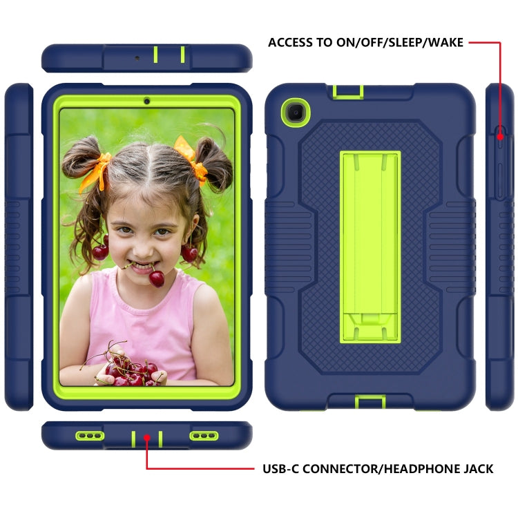 For Samsung Galaxy A 8.4 T307 Contrast Color Robot B2 Silicone Hybrid PC Tablet Case with Holder(Navy Blue Yellow Green) by bashfashion