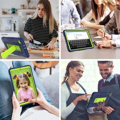 For Samsung Galaxy A 8.4 T307 Contrast Color Robot B2 Silicone Hybrid PC Tablet Case with Holder(Navy Blue Yellow Green) by bashfashion