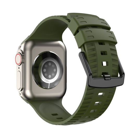 Tire Texture Silicone Watch Band For Apple Watch Ultra 2 49mm(Army Green) by bashfashion