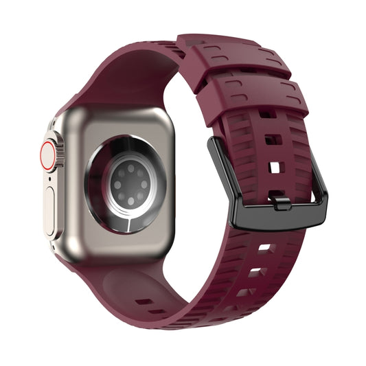 Tire Texture Silicone Watch Band For Apple Watch Ultra 2 49mm(Wine Red) by bashfashion