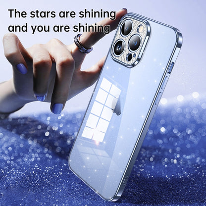 For iPhone 15 Pro Max SULADA Electroplated Transparent Glittery TPU Phone Case(Silver) by SULADA