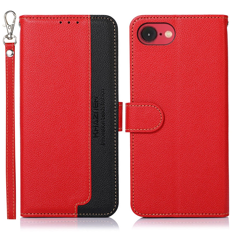 For iPhone 16e KHAZNEH Litchi Texture Leather RFID Phone Case(Red) by bashfashion
