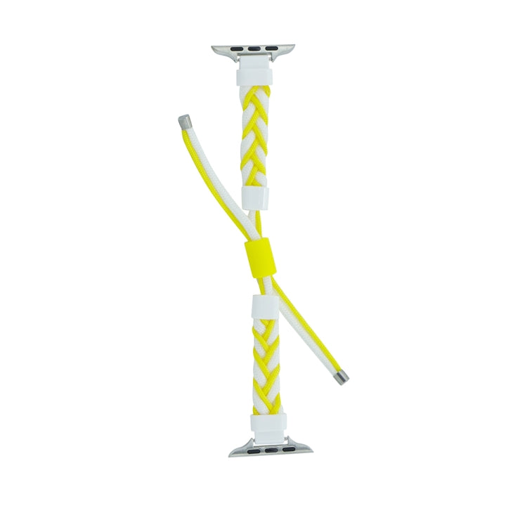 Silicone Bean Braided Cord Nylon Watch Band For Apple Watch SE 2022 44mm(White Yellow) by bashfashion