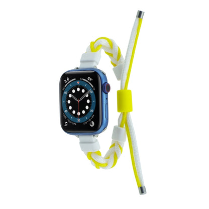 Silicone Bean Braided Cord Nylon Watch Band For Apple Watch SE 40mm(White Yellow) by bashfashion