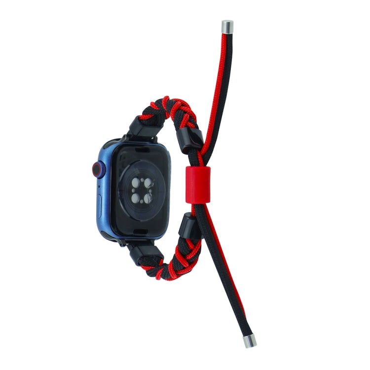 Silicone Bean Braided Cord Nylon Watch Band For Apple Watch 6 44mm(Black Red) by bashfashion