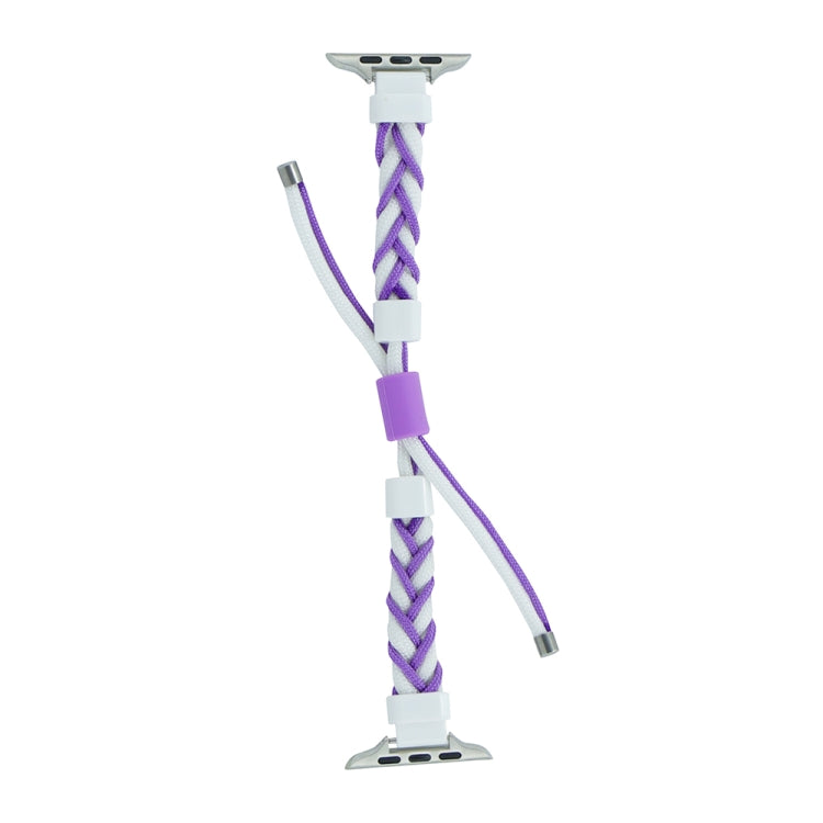 Silicone Bean Braided Cord Nylon Watch Band For Apple Watch 4 40mm(White Purple) by bashfashion