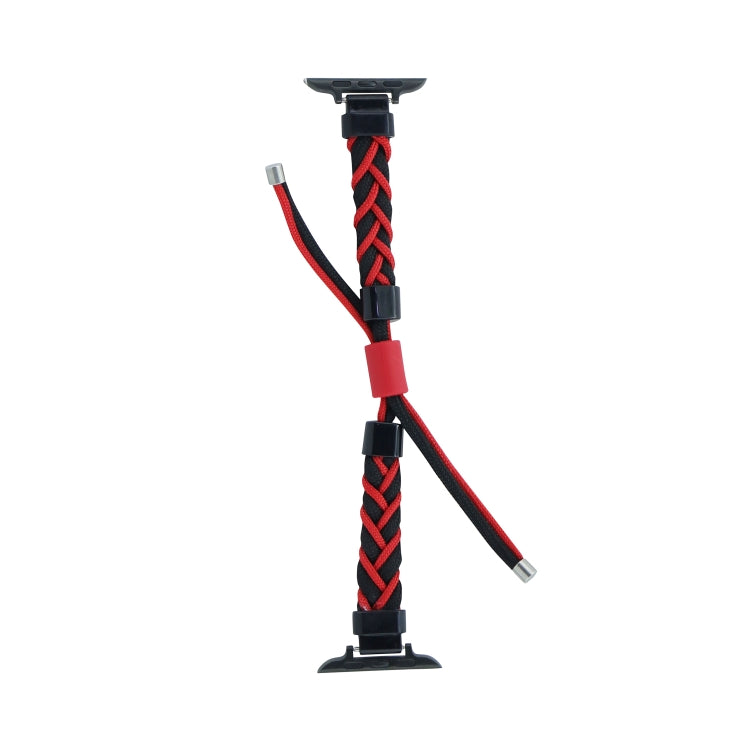 Silicone Bean Braided Cord Nylon Watch Band For Apple Watch 4 40mm(Black Red) by bashfashion