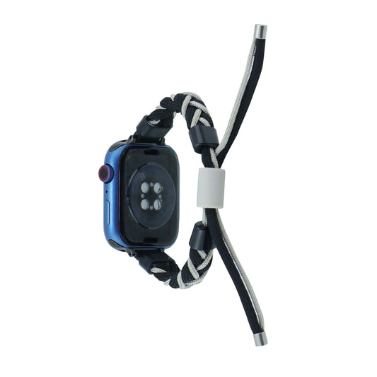 Silicone Bean Braided Cord Nylon Watch Band For Apple Watch 4 40mm(Black Grey) by bashfashion