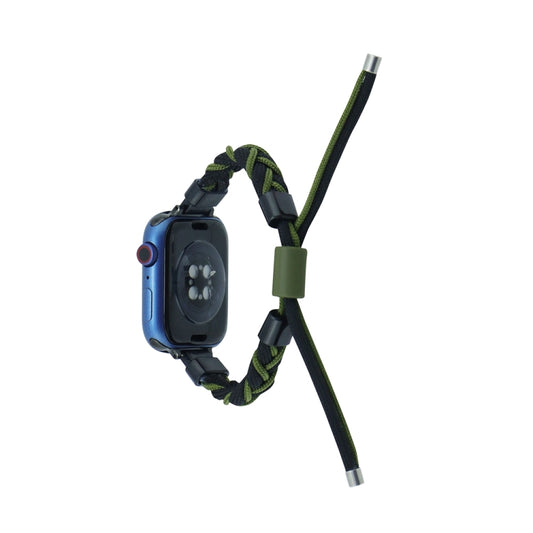 Silicone Bean Braided Cord Nylon Watch Band For Apple Watch 4 44mm(Black Green) by bashfashion