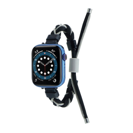 Silicone Bean Braided Cord Nylon Watch Band For Apple Watch 3 42mm(Black Grey) by bashfashion