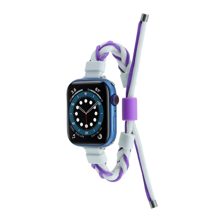 Silicone Bean Braided Cord Nylon Watch Band For Apple Watch 2 42mm(White Purple) by bashfashion