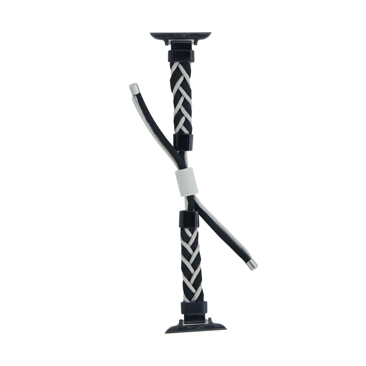 Silicone Bean Braided Cord Nylon Watch Band For Apple Watch 2 42mm(Black Grey) by bashfashion