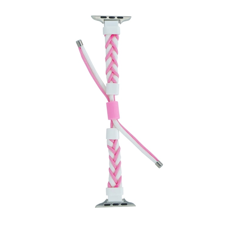 Silicone Bean Braided Cord Nylon Watch Band For Apple Watch 42mm(White Pink) by bashfashion