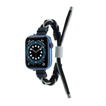 Silicone Bean Braided Cord Nylon Watch Band For Apple Watch 42mm(Black Grey) by bashfashion