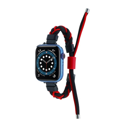 Silicone Bean Braided Cord Nylon Watch Band For Apple Watch 9 45mm(Black Red) by bashfashion