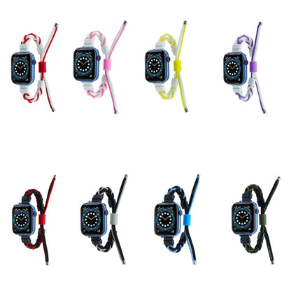Silicone Bean Braided Cord Nylon Watch Band For Apple Watch 6 44mm(White Purple) by bashfashion