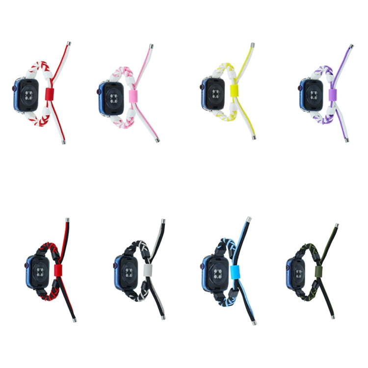 Silicone Bean Braided Cord Nylon Watch Band For Apple Watch 6 40mm(Black Red) by bashfashion