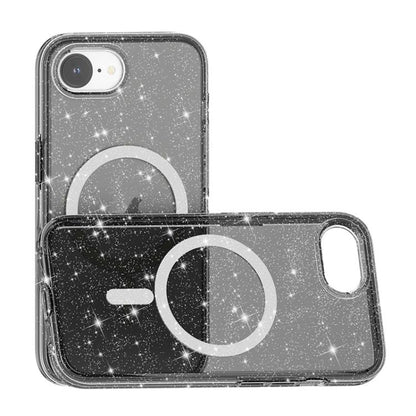 For iPhone 16e Terminator Style Glitter Powder MagSafe Magnetic Phone Case(Black) by bashfashion