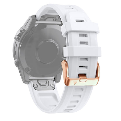 For Garmin Epix Pro 42mm Rose Gold Buckle Silicone Watch Band(White) by bashfashion
