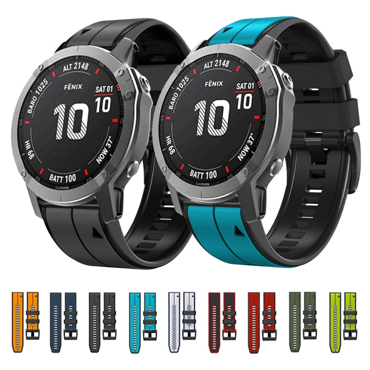 For Garmin Instinct 2 Solar Sports Two-Color Silicone Watch Band(White+Dark Blue) by bashfashion