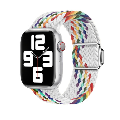 For Apple Watch Ultra 49mm Nylon Loop Magnetic Buckle Watch Band(White Rainbow) by bashfashion