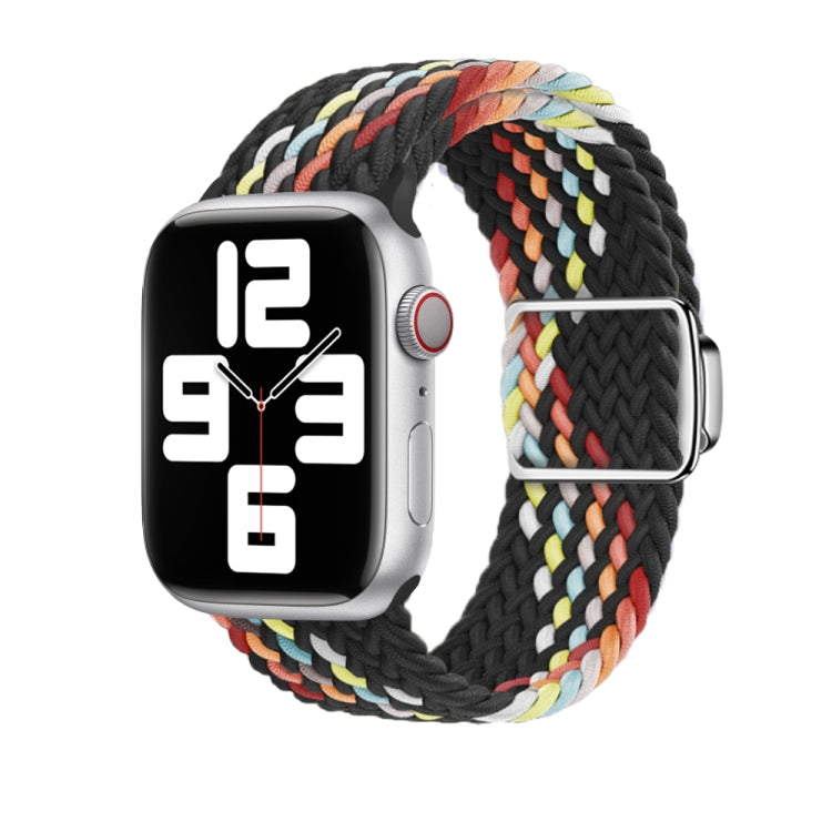For Apple Watch Ultra 49mm Nylon Loop Magnetic Buckle Watch Band(Black Rainbow) by bashfashion