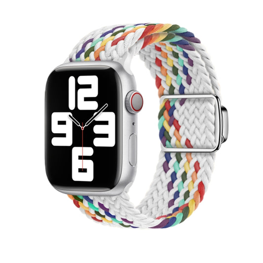 For Apple Watch Ultra 2 49mm Nylon Loop Magnetic Buckle Watch Band(White Rainbow) by bashfashion